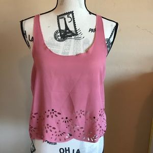 Brandy Melville Laser Cutout & Scalloped hem top